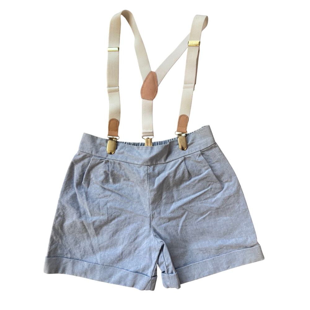 Vintage | 100% Cotton Blue Bermuda Shorts w/Suspenders | 2T